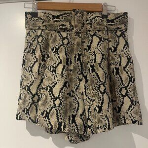 Snake Print Belted Dressy Shorts